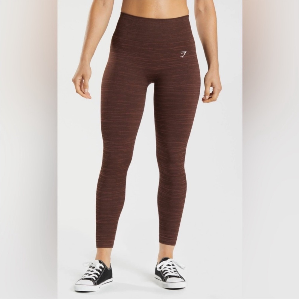 Gymshark Adapt Marl Seamless Leggings Size M Archive Brown/Cherry Brown